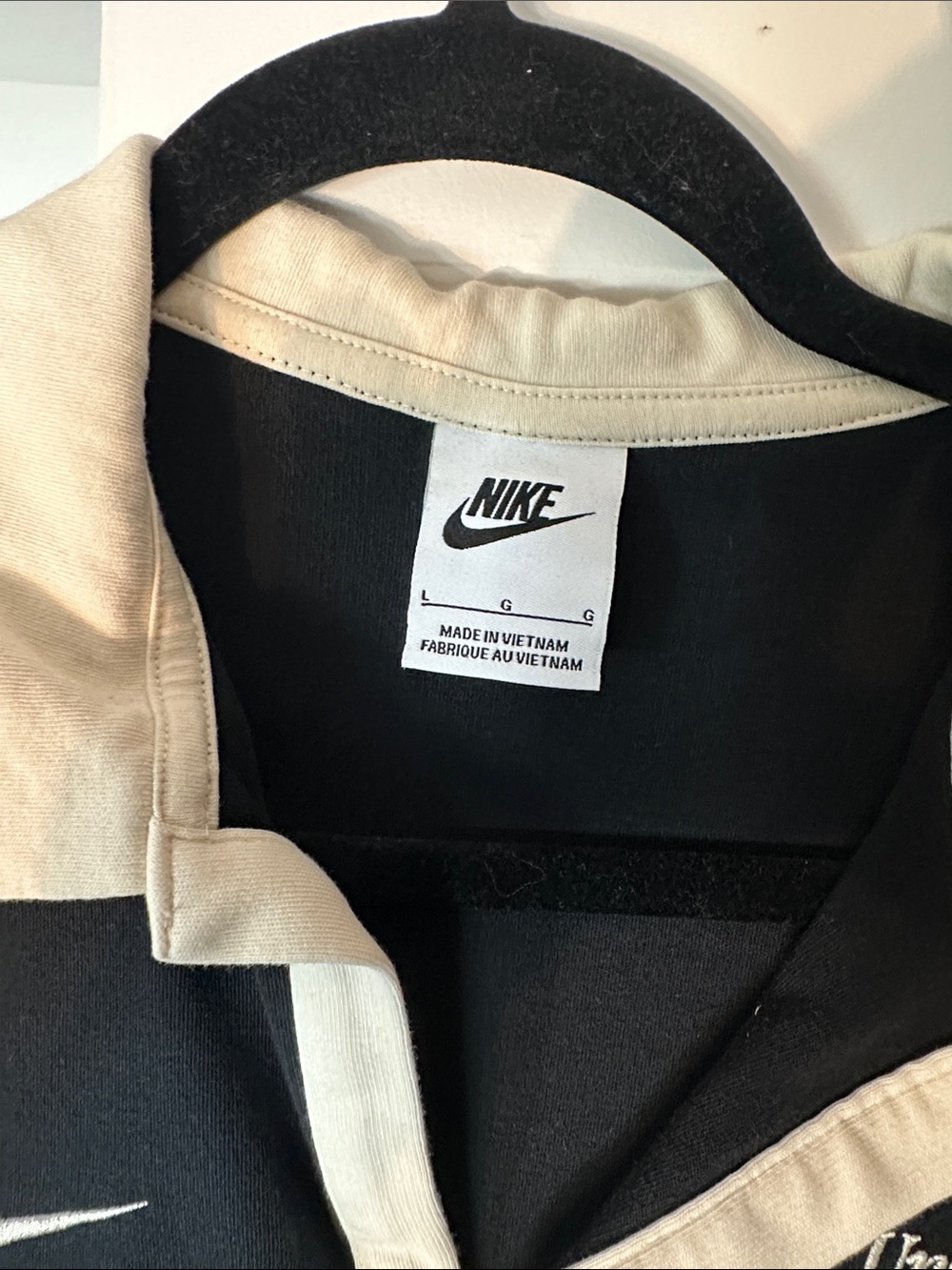 Nike Black Cropped Polo with Cream Collar and University Embroidery - Picture 2 of 3